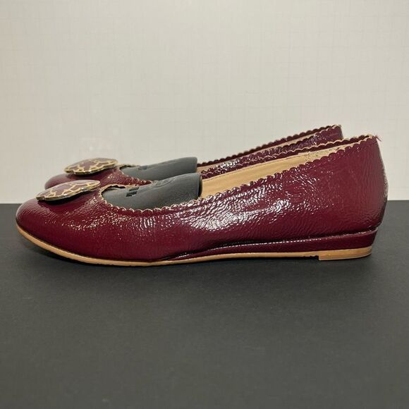Womens ANNA Burgundy by LINDSAY PHILLIPS Patent Leather Ballet Flats / Size 7.5 - Picture 7 of 9